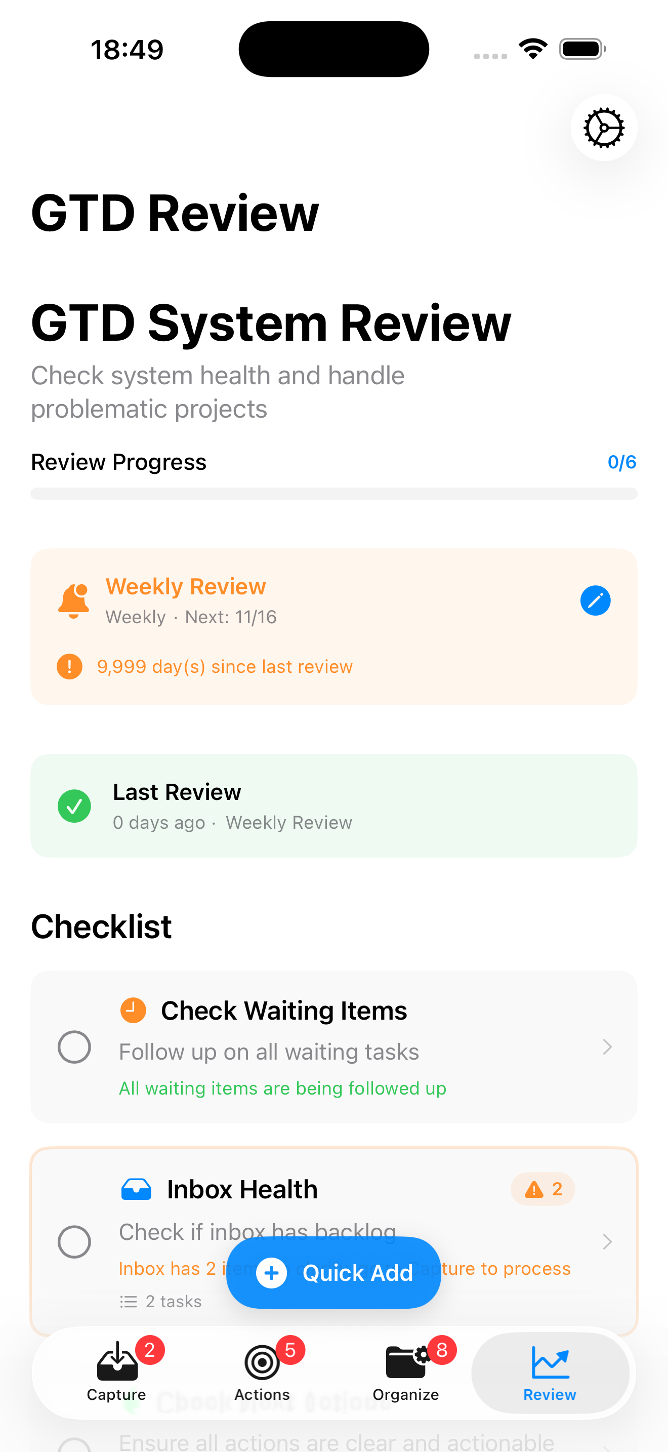 GTD Review Interface